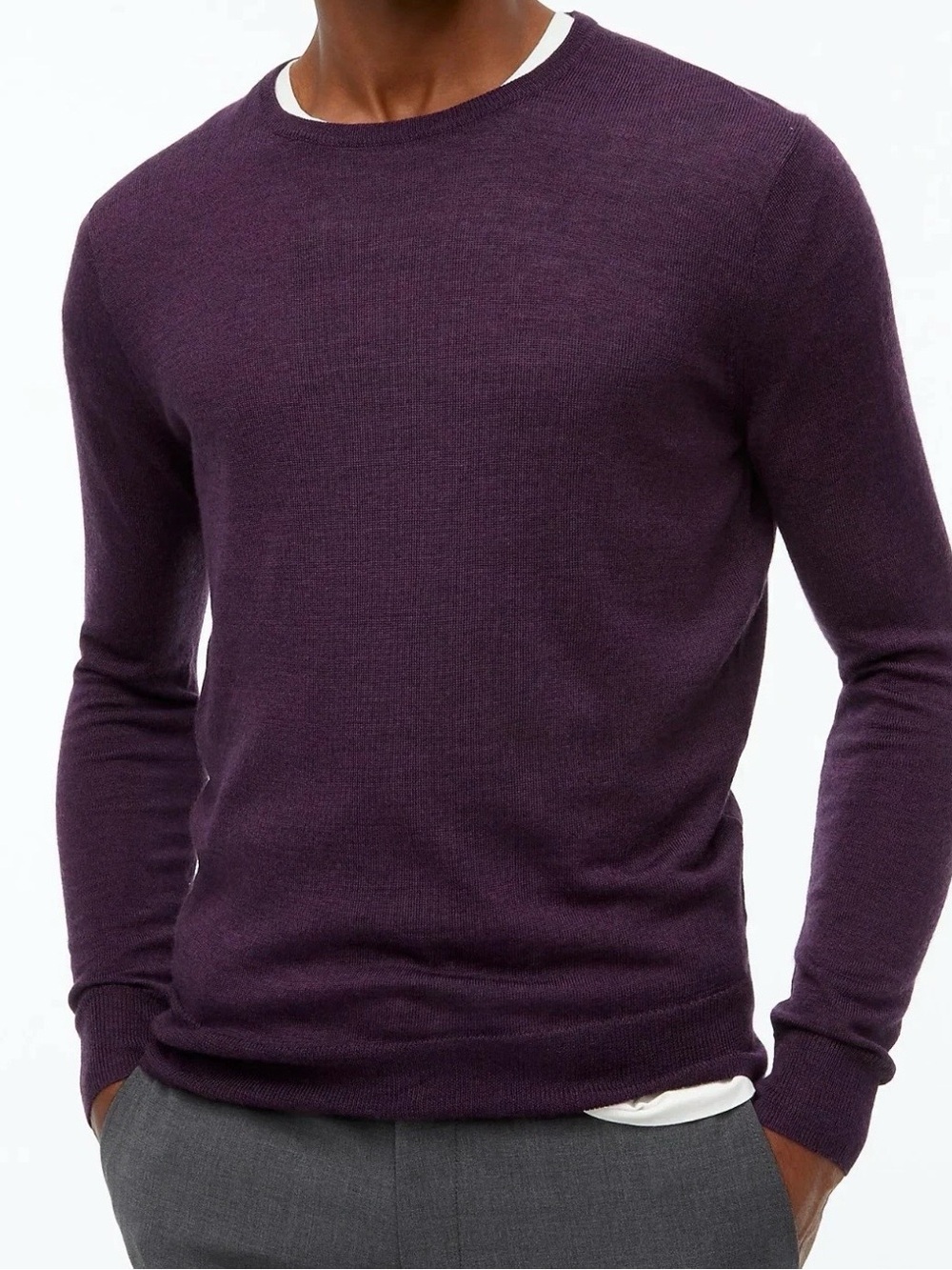 Merino Wool Hart Schaffner Marx Men's Crewneck Sweater in Plum